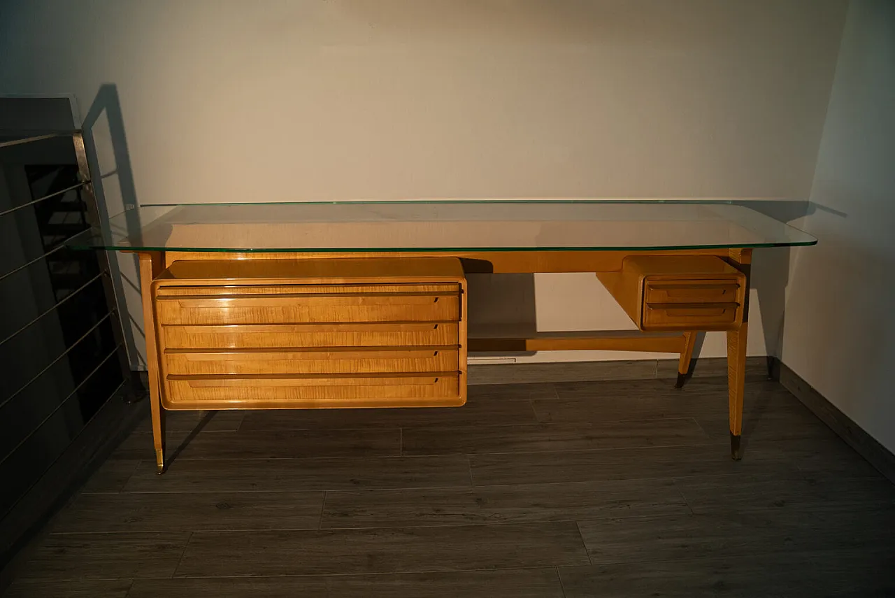 Wood and glass console table in the Vittorio Dassi style, 1960s 6