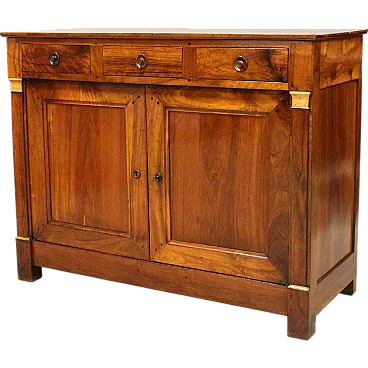 Credenza Impero in noce a tre cassettie due sportelli, '800