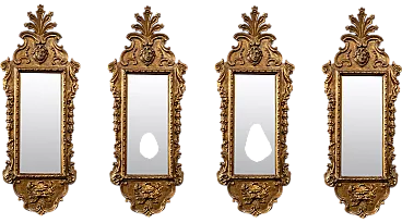 4 gilded mirror applique in carved wood, 19th century