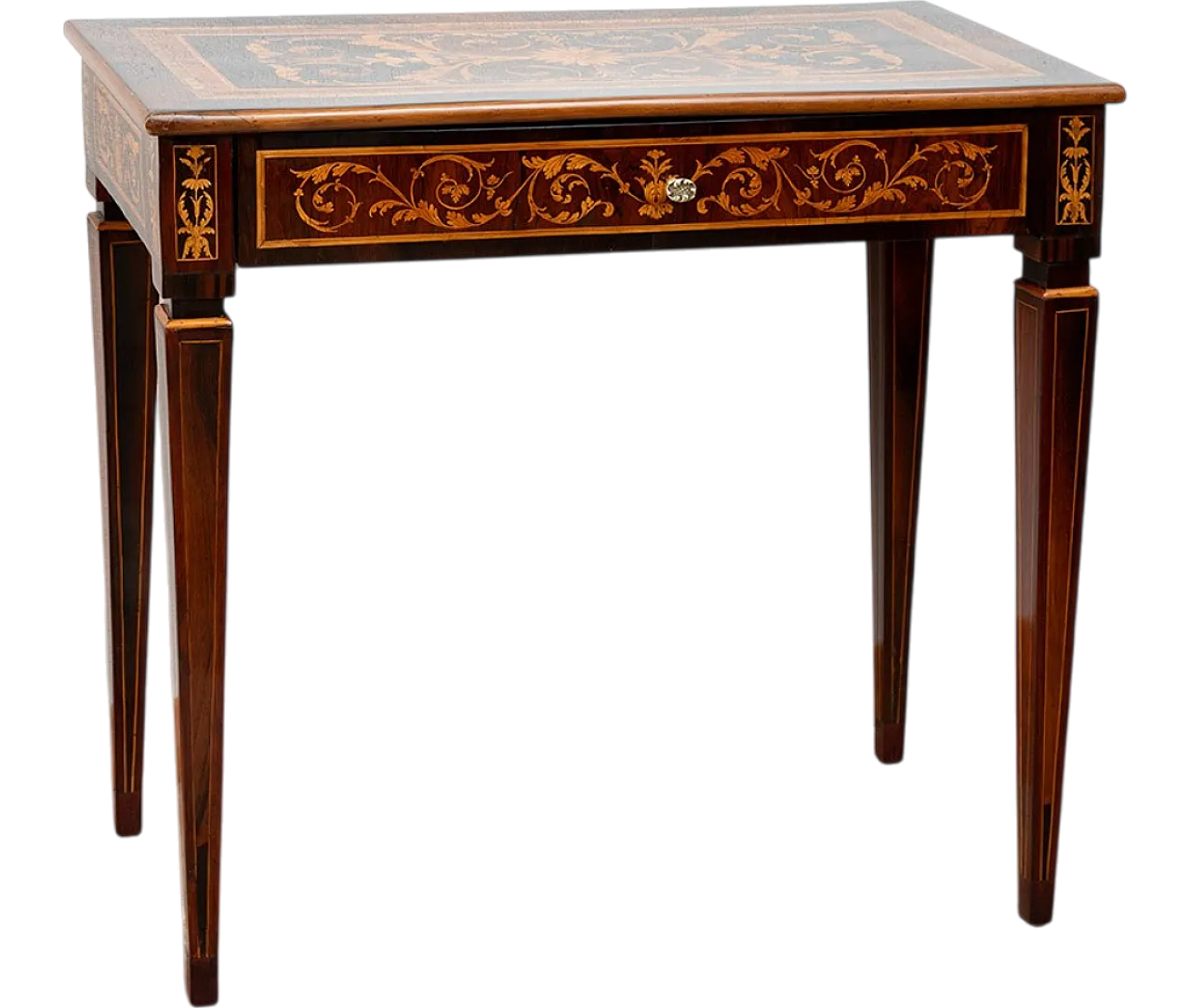 Lombard Louis XVI writing table in precious exotic woods, 18th century 7