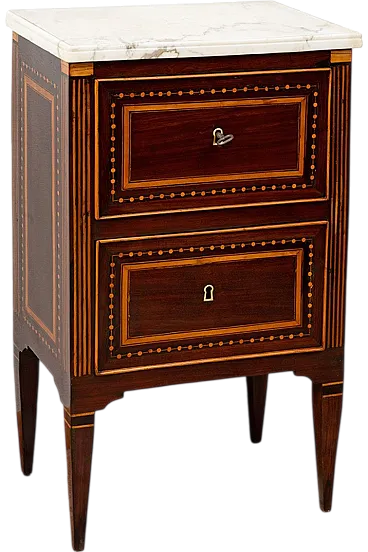 Neapolitan Louis XVI bedside table in exotic woods, 19th century