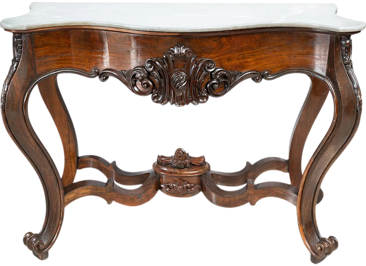 Neapolitan Louis Philippe console table in exotic wood, 19th century 6