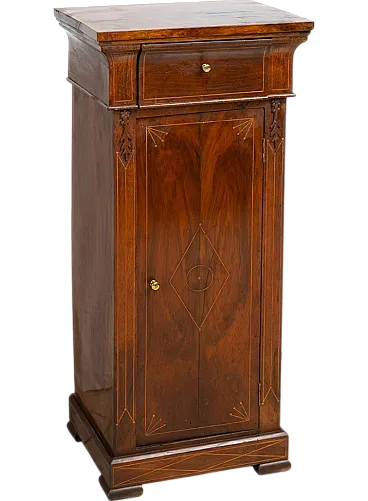 Chales X walnut bedside table with inlay and one drawer, 19th century