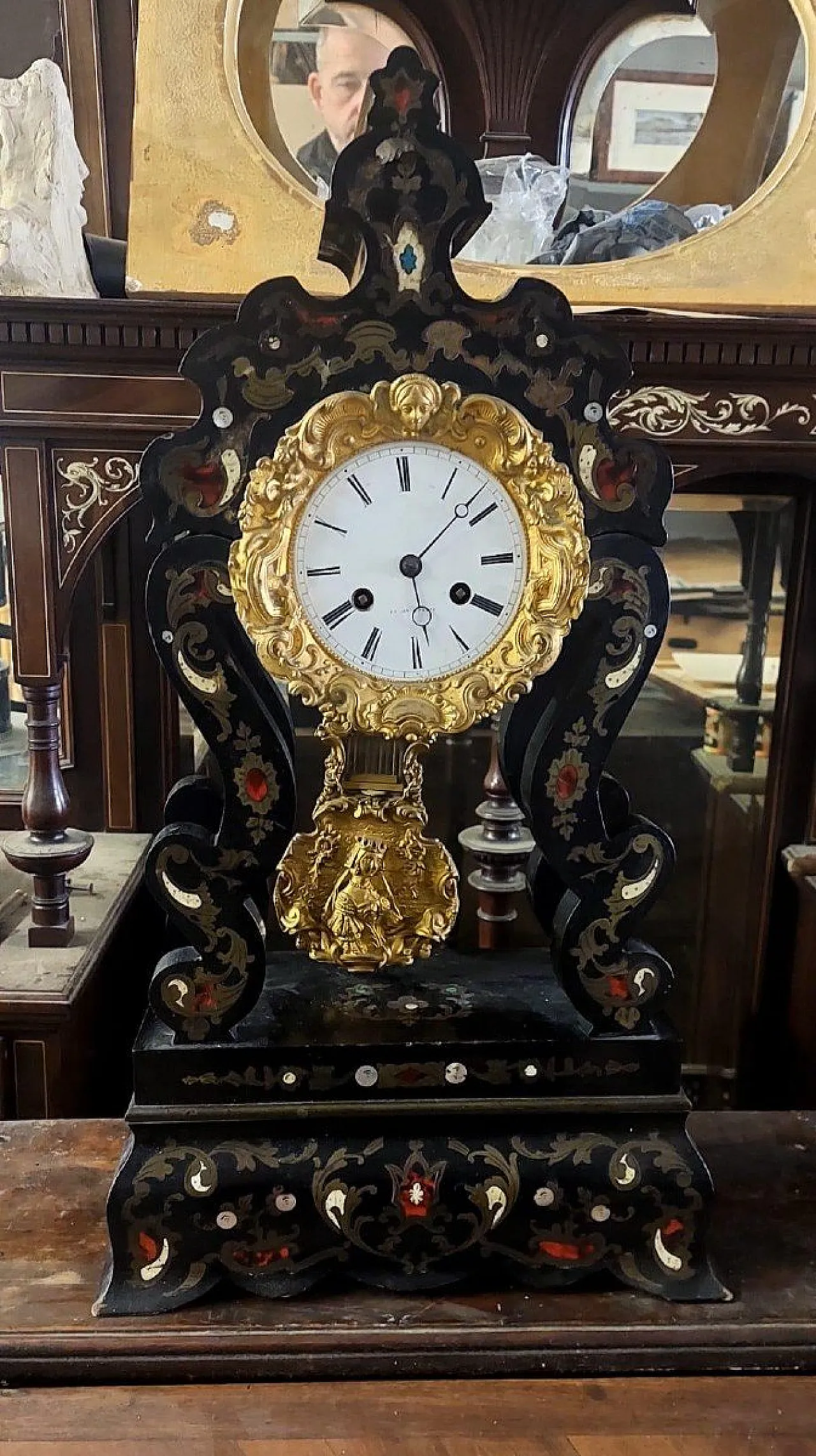 Napoleon III temple clock in gilded bronze, 19th century 1