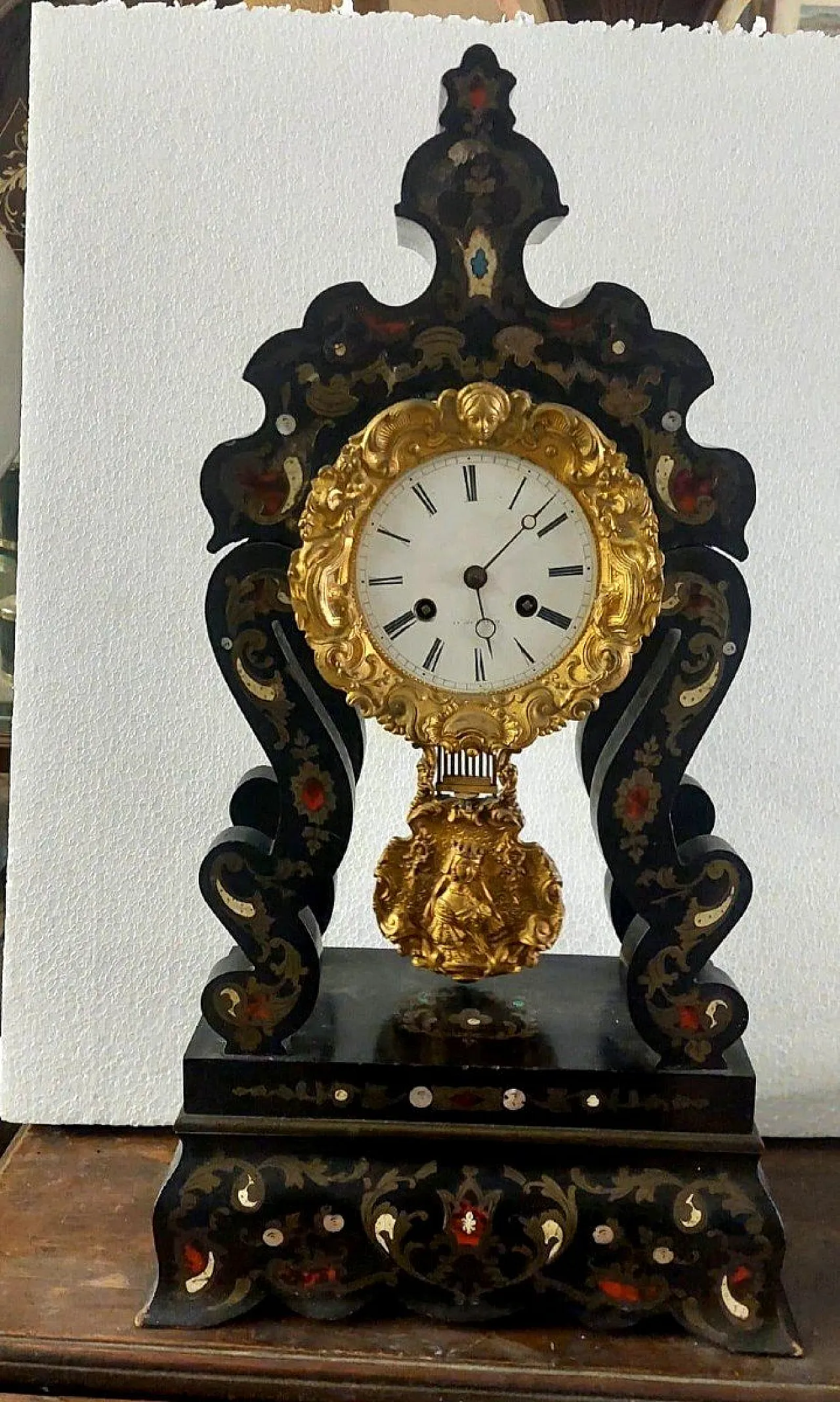 Napoleon III temple clock in gilded bronze, 19th century 10