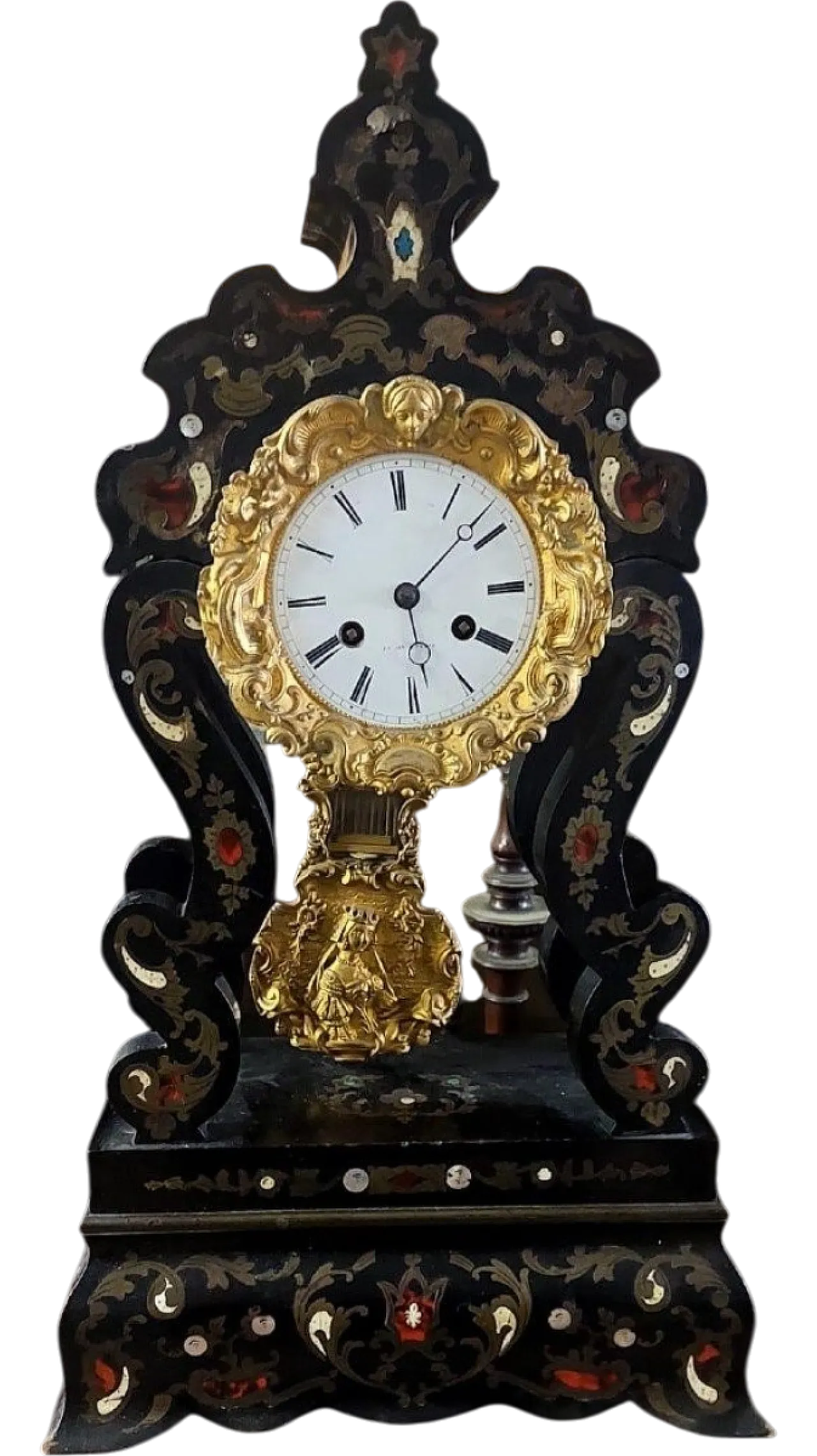 Napoleon III temple clock in gilded bronze, 19th century 11