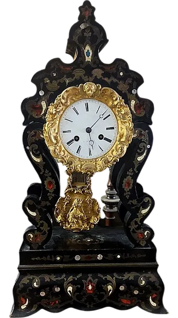 Napoleon III temple clock in gilded bronze, 19th century