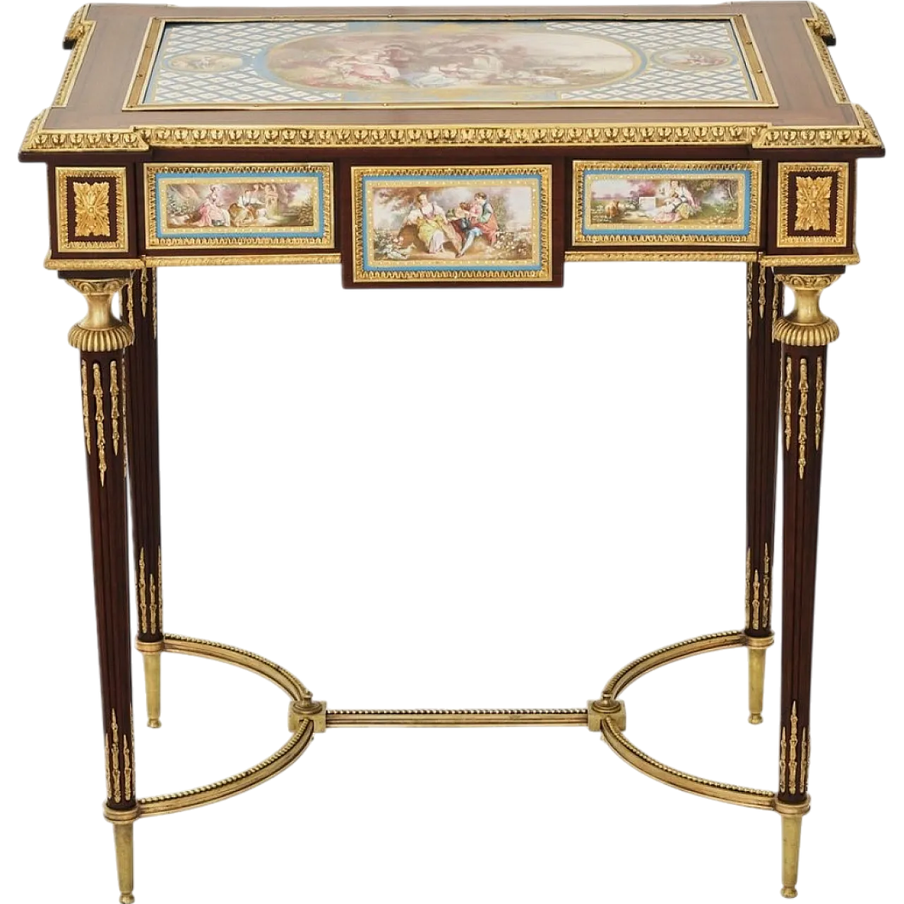 Table with gilded bronze decoration and porcelain panels, 19th century 13