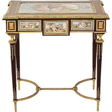 Table with gilded bronze decoration and porcelain panels, 19th century