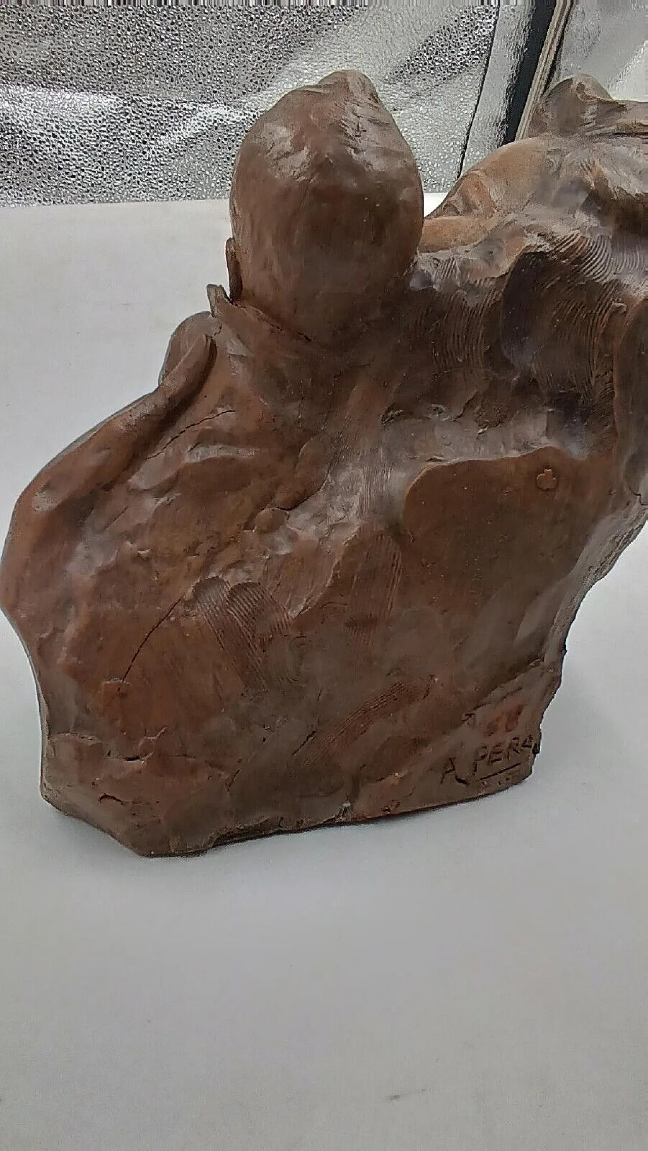 Patinated terracotta sculpture by A. Pera, 1930s 8