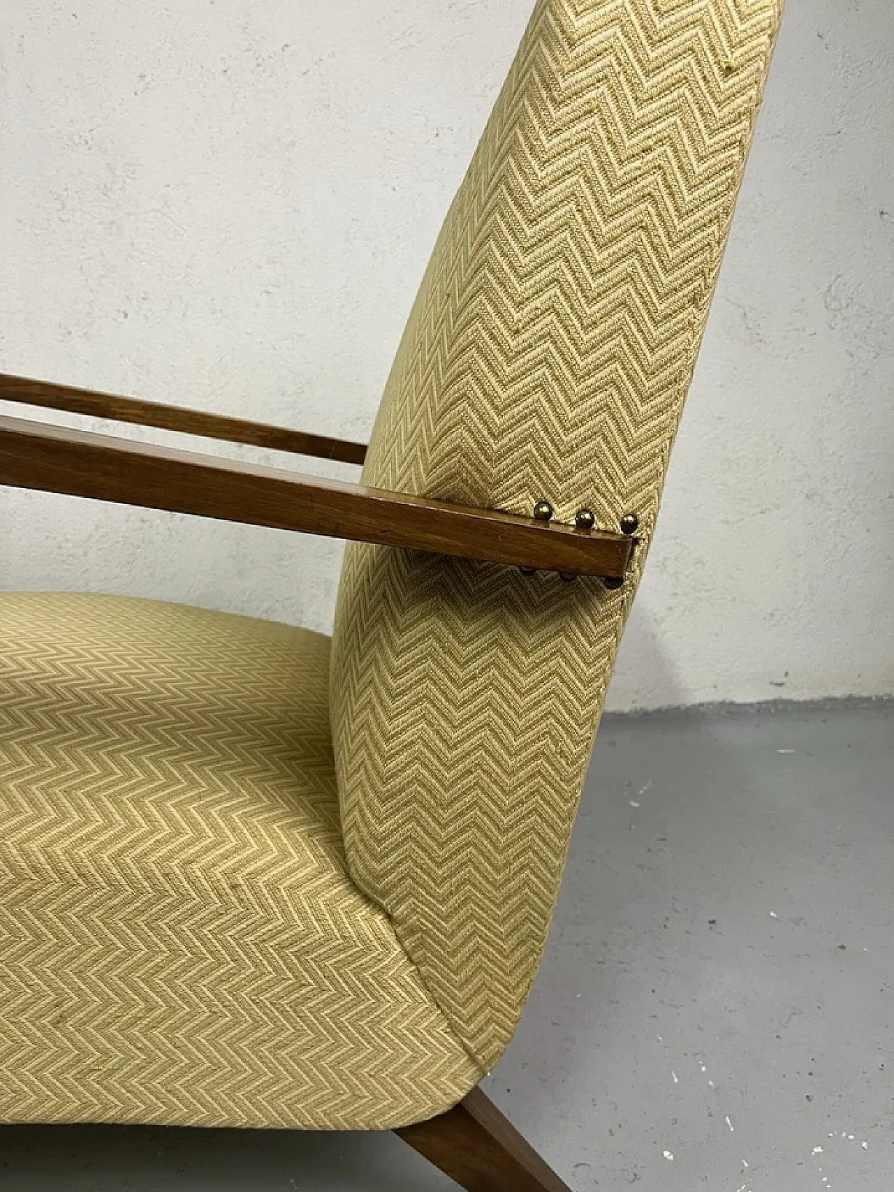 Pair of wooden and fabric armchairs by Ufficio Tecnico Cassina, 1950s 3