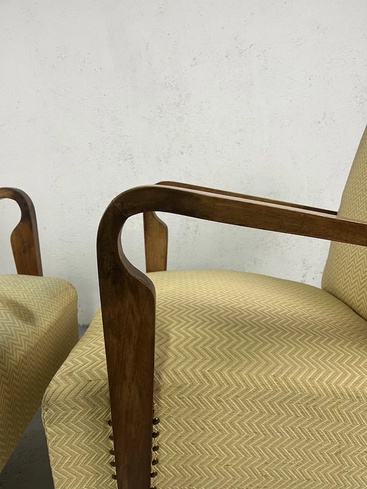 Pair of wooden and fabric armchairs by Ufficio Tecnico Cassina, 1950s 4