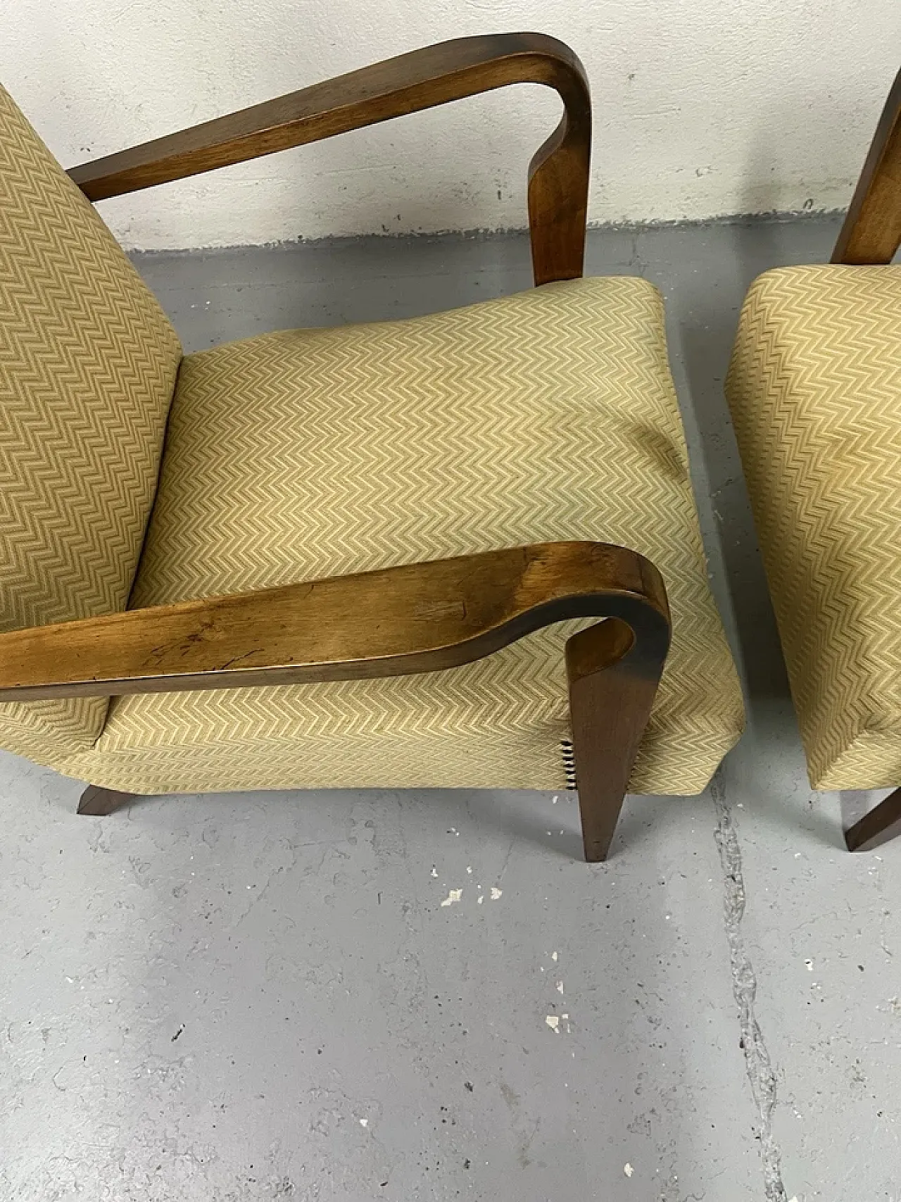 Pair of wooden and fabric armchairs by Ufficio Tecnico Cassina, 1950s 7