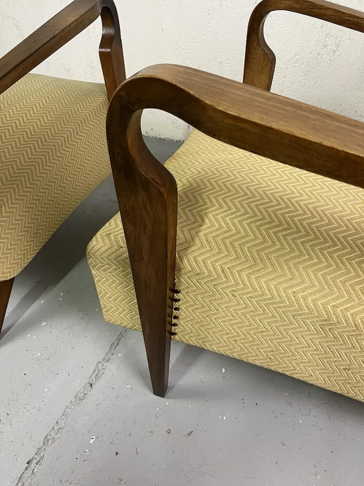 Pair of wooden and fabric armchairs by Ufficio Tecnico Cassina, 1950s 10