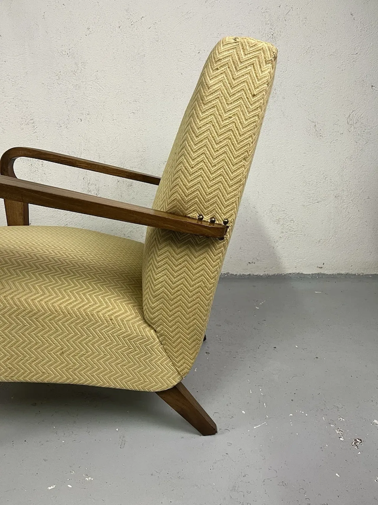 Pair of wooden and fabric armchairs by Ufficio Tecnico Cassina, 1950s 11