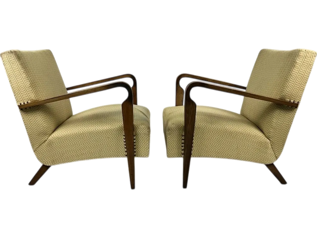 Pair of wooden and fabric armchairs by Ufficio Tecnico Cassina, 1950s 14