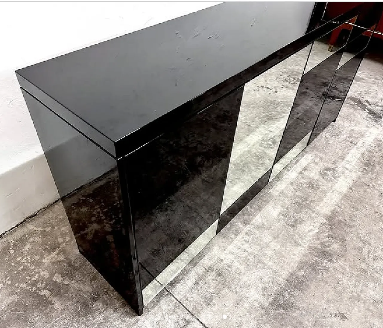 Credenza in legno compensato laccato specchi, anni 2000 11