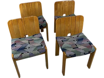 4 Missoni-style wooden and fabric chairs, 1960s