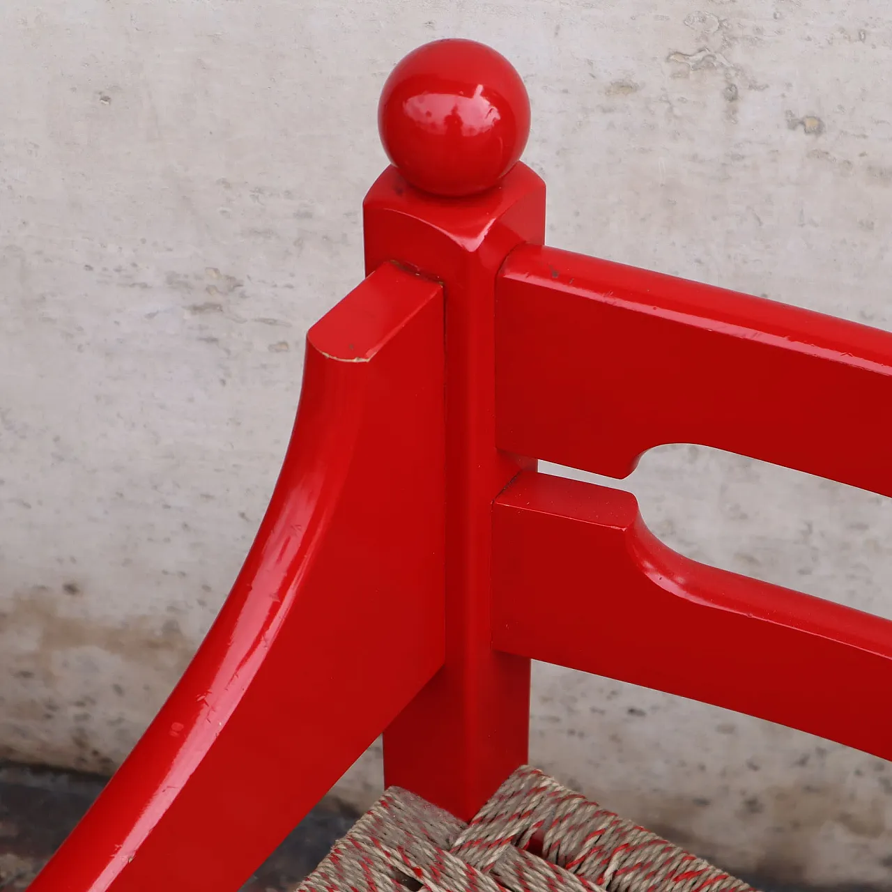 Pair of red wooden armchairs by Luigi Caccia Domination, Italy, 1960 2