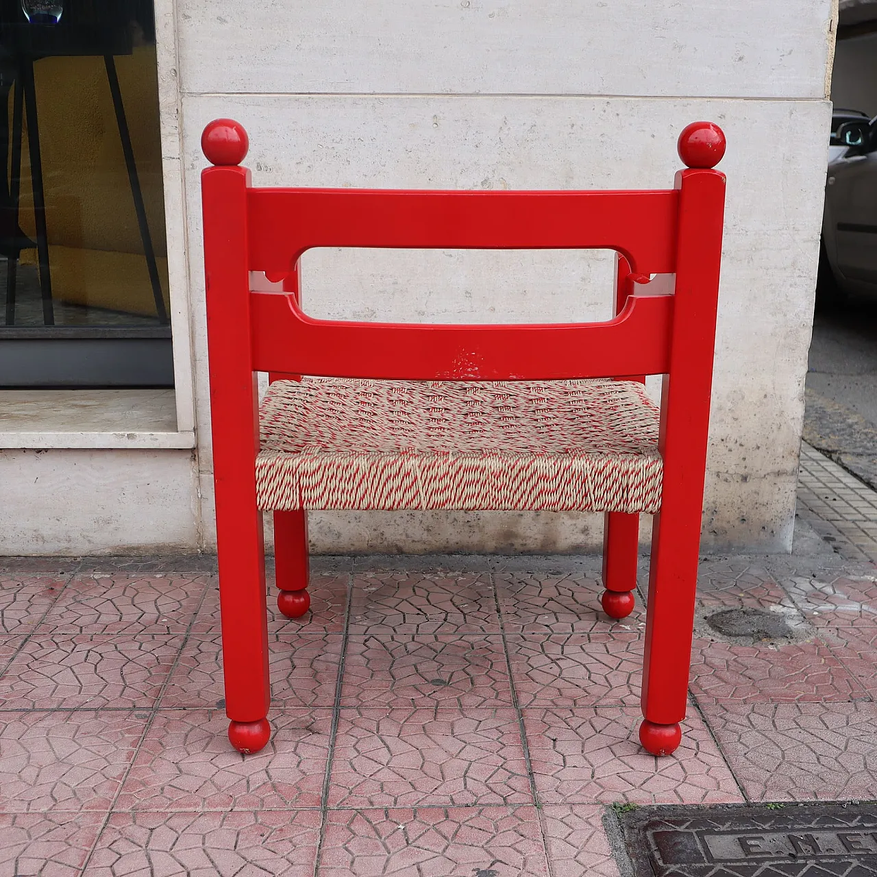 Pair of red wooden armchairs by Luigi Caccia Domination, Italy, 1960 11