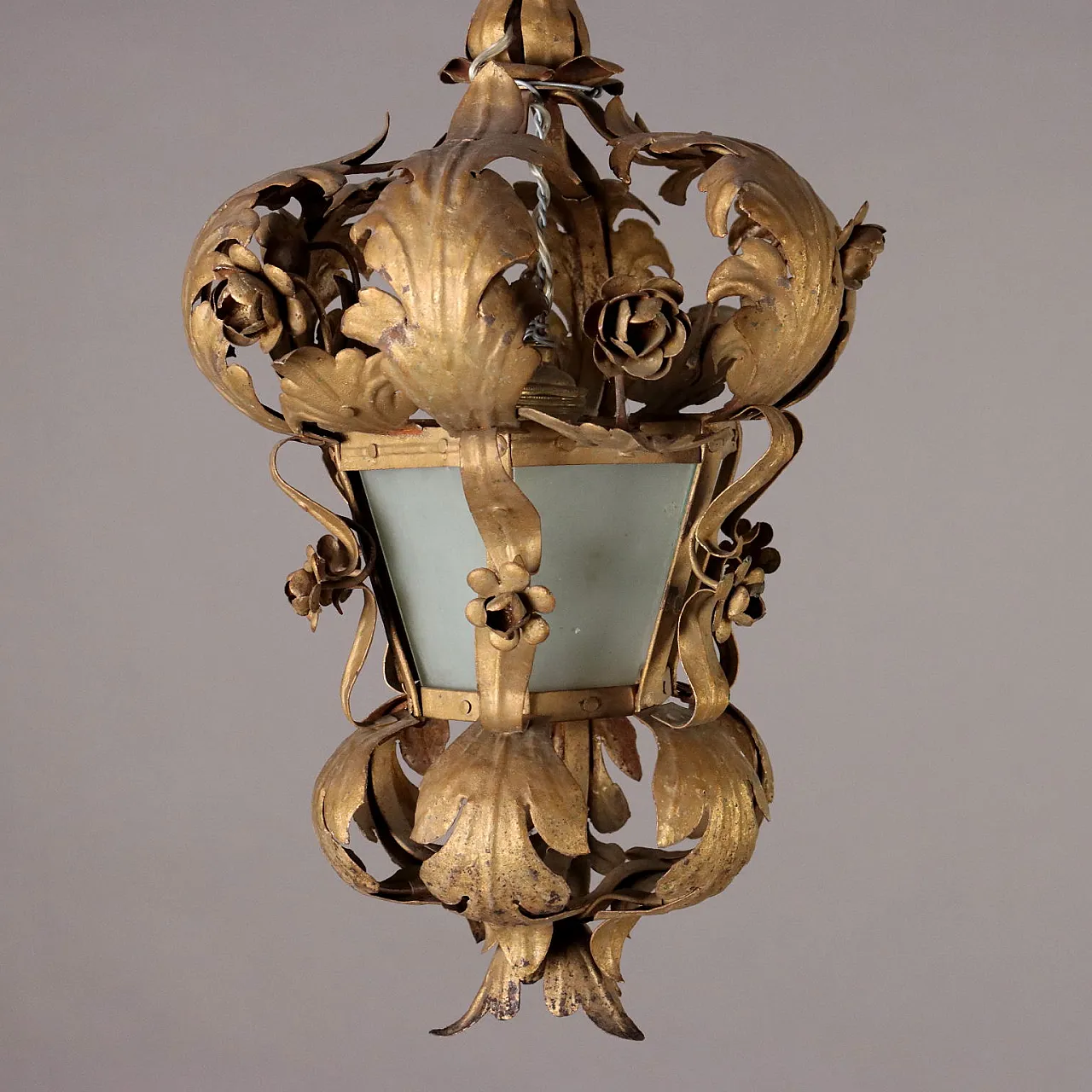 Gilded iron and glass chandelier, late 19th century 3