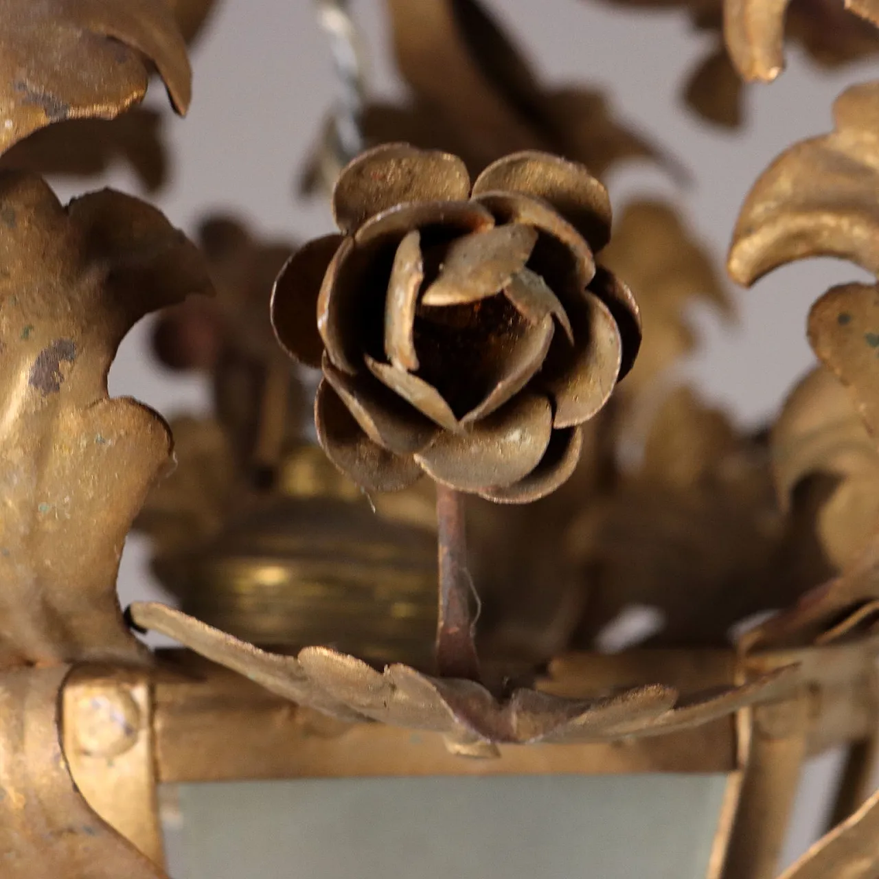 Gilded iron and glass chandelier, late 19th century 4