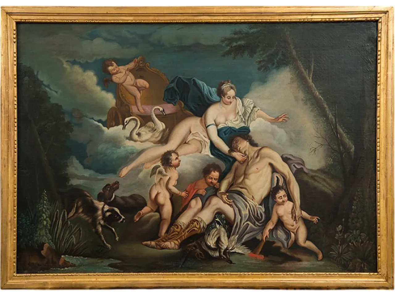 Oil on canvas depicting Venus and Adone Area "Boucher, 18th century 6