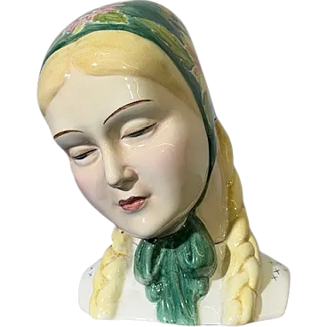 Decò Girl with handkerchief by Antonio Ronzan in ceramic, 40s