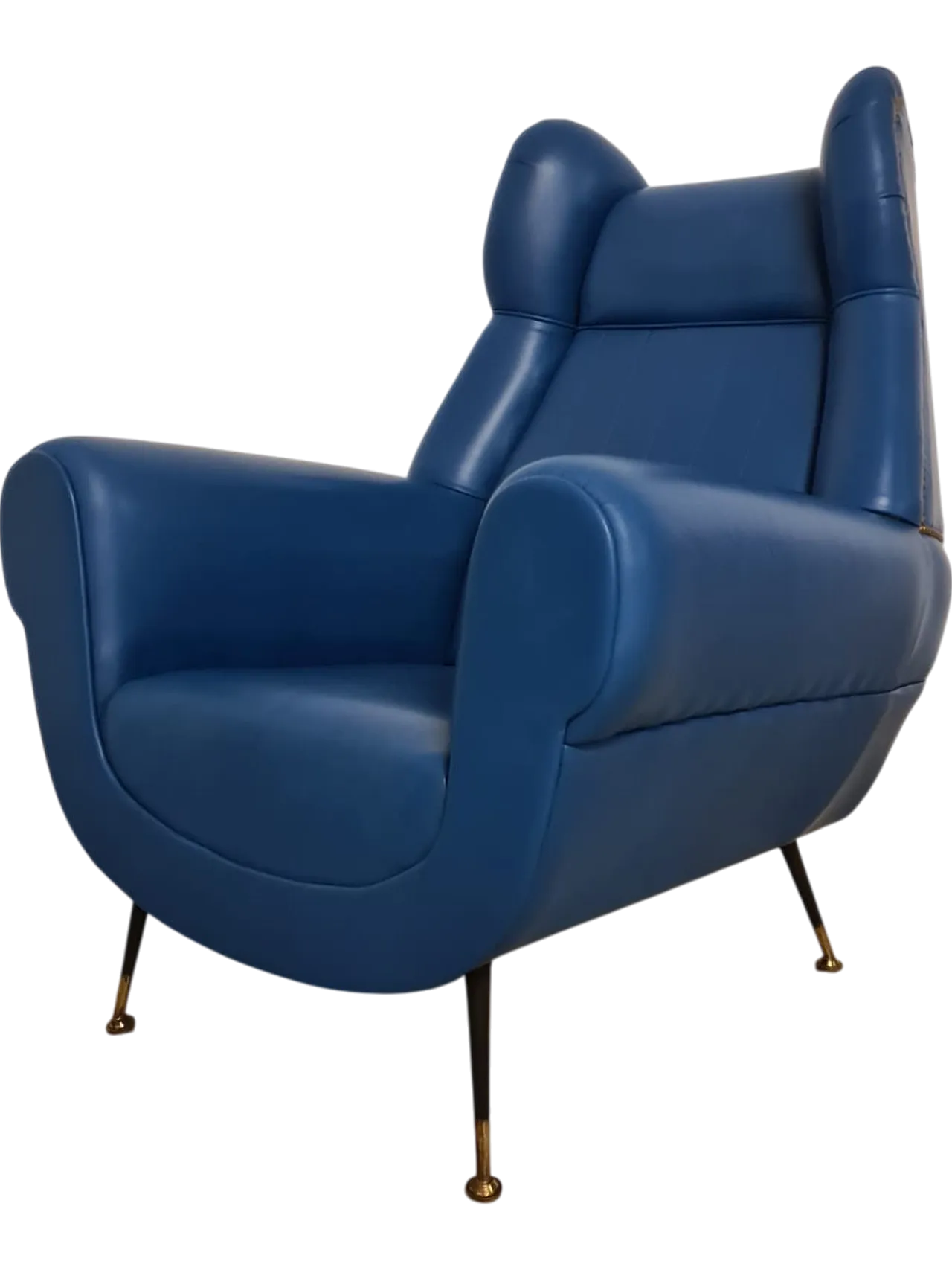 Armchair by Gigi Radice for Minotti. in real blu leather, 50s 15