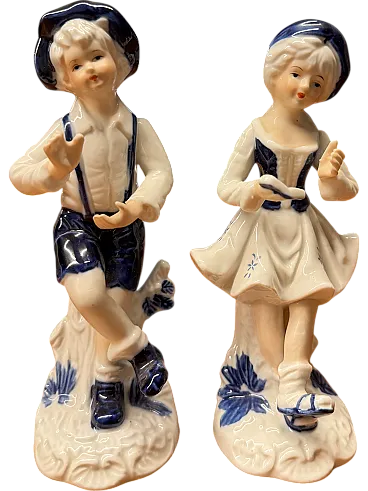 He and she, pair of chief porcelain sculptures, signed, '900