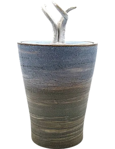 Mid-Century Modern Style Blue Artistic Ceramic Vase, Gabriele Bucci It