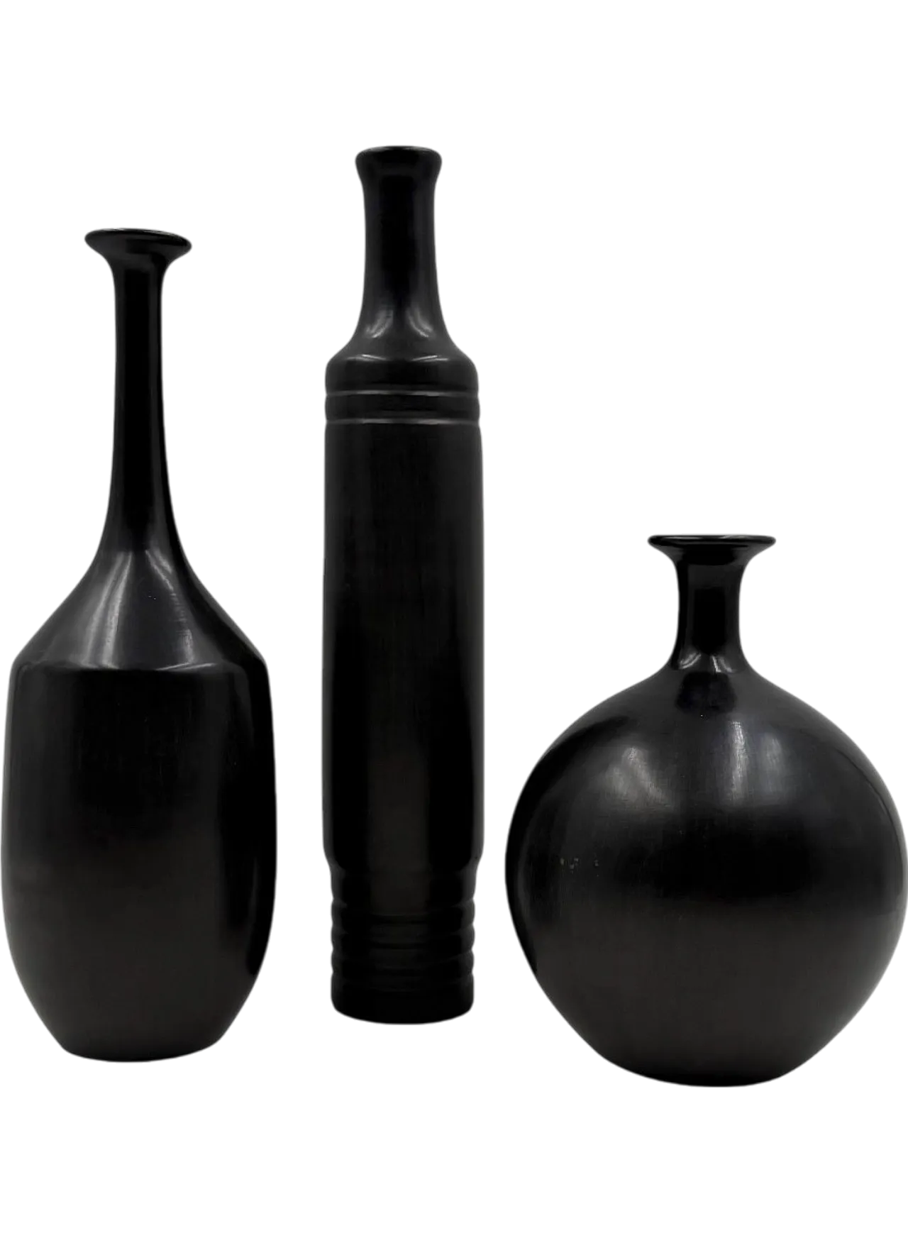 3 black Bucchero ceramic vases di Sebastiani Gubbio, anni '60 17