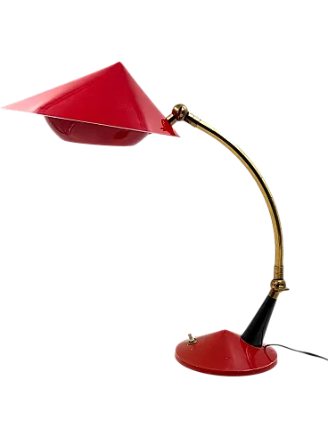 Mid Century Red Desk Lamp, Stilux Milan Italy 1960 ca.