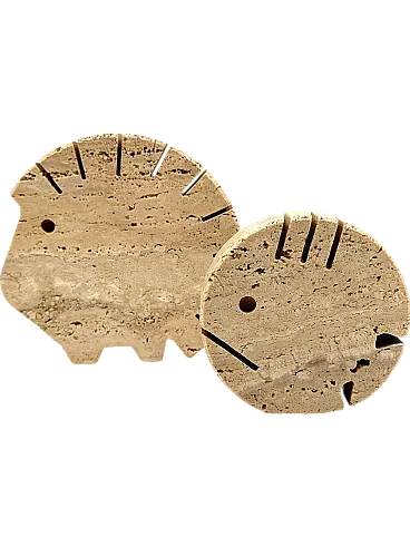 Travertine Figures Porcupine and Fish, Mannelli brothers, Italy 1970s