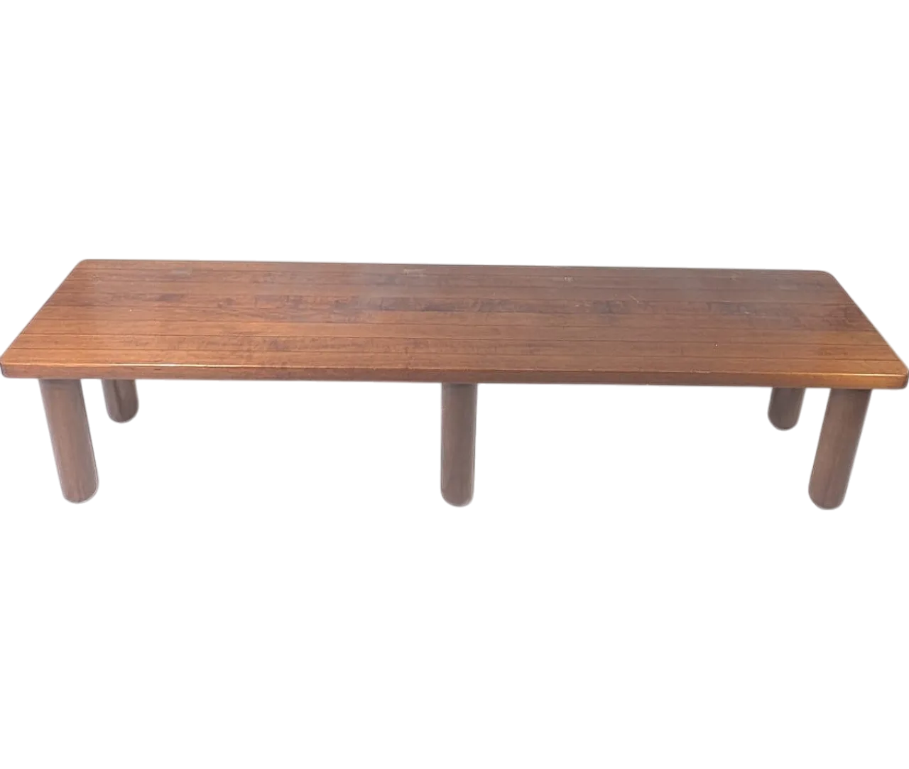 Italian Japandi walnut and ebony bench or coffe table, 60s 6