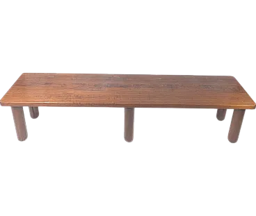 Italian Japandi walnut and ebony Bench, 60s