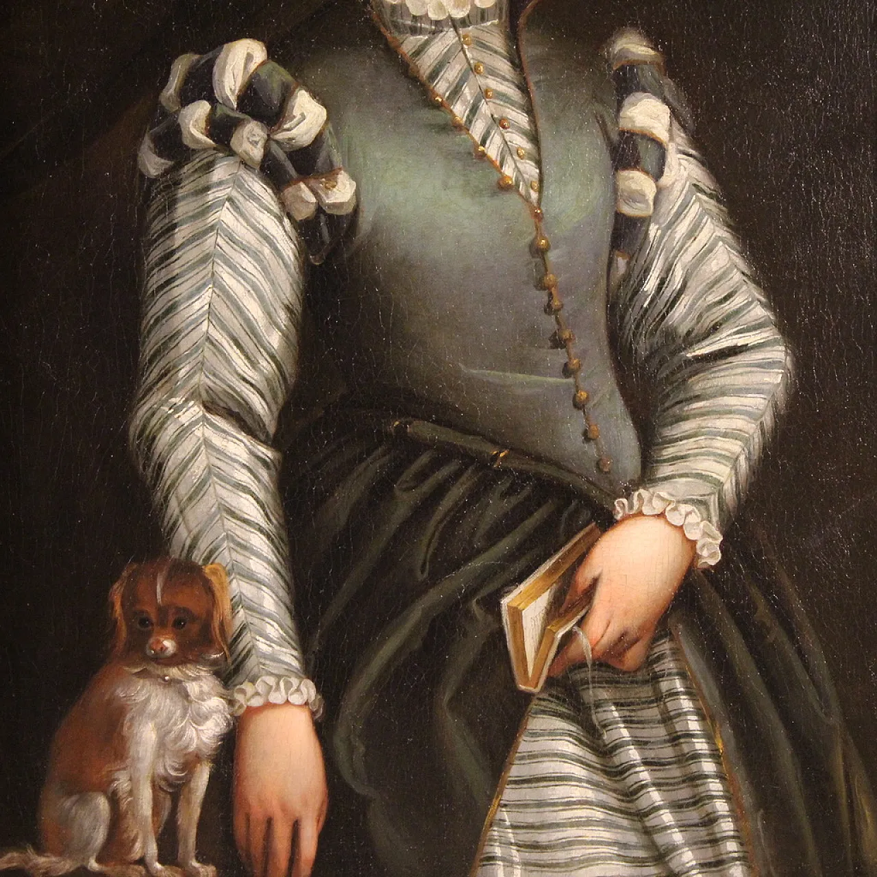 Circle of il Veronese, Portrait of a Lady with a dog, 16th century 4