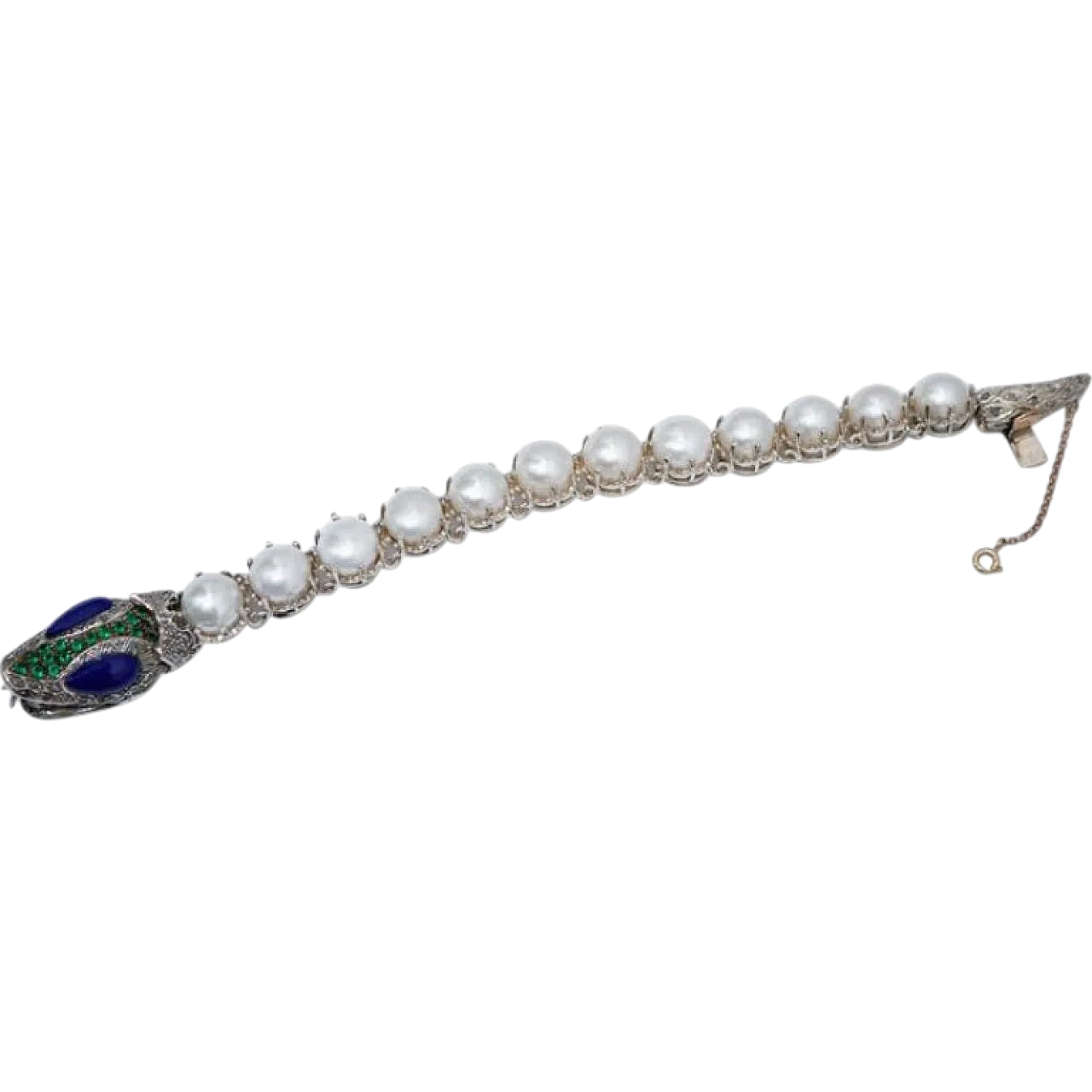 Spinel, diamonds, pearls, lapis, rose gold and silver bracelet, 1960s 7