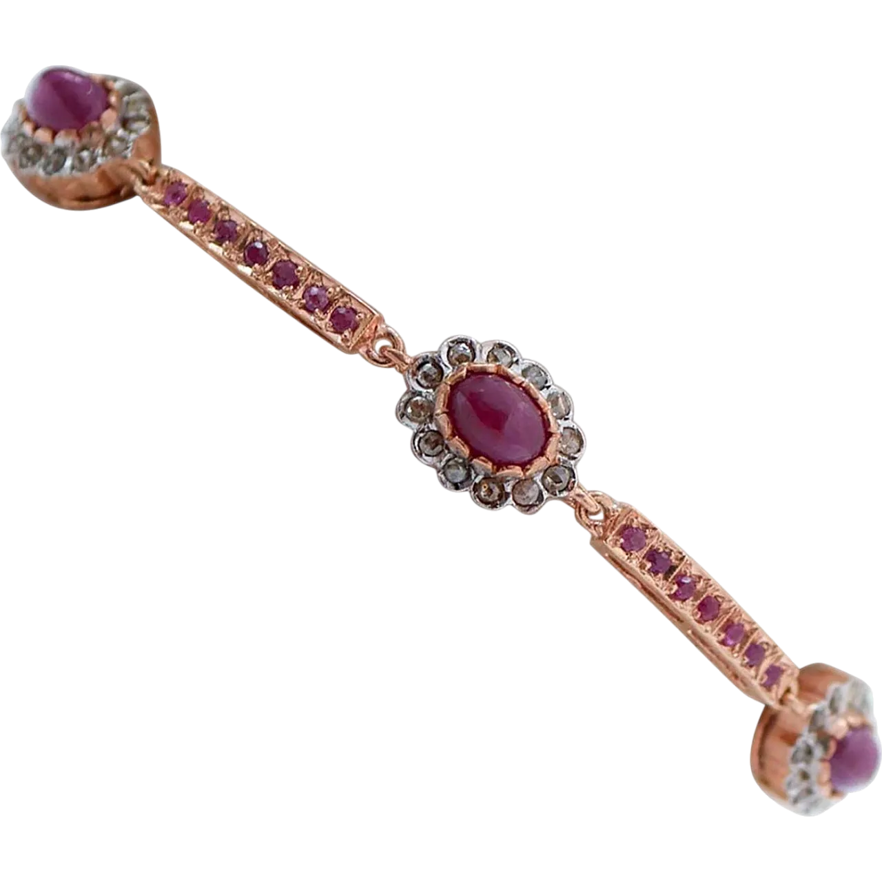 Bracelet with rubies, diamonds, rose gold and silver, 1960s 7