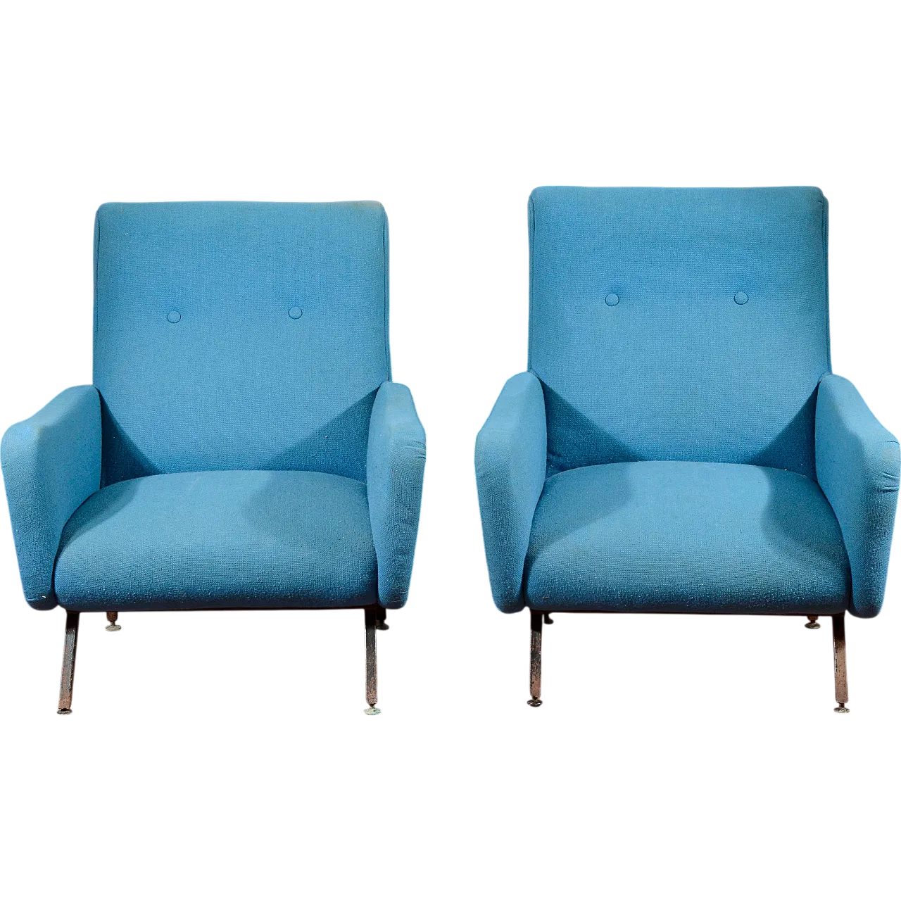 Pair of metal and fabric armchairs, 1960s 8