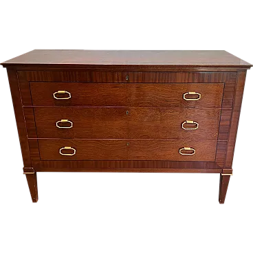 Neoclassical style wood and brass commode, 1950s