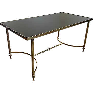 Brass coffee table with glass top by Maison Jansen, 1940s