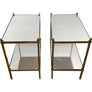 Pair of gilt brass side tables with mirror tops, 1970s