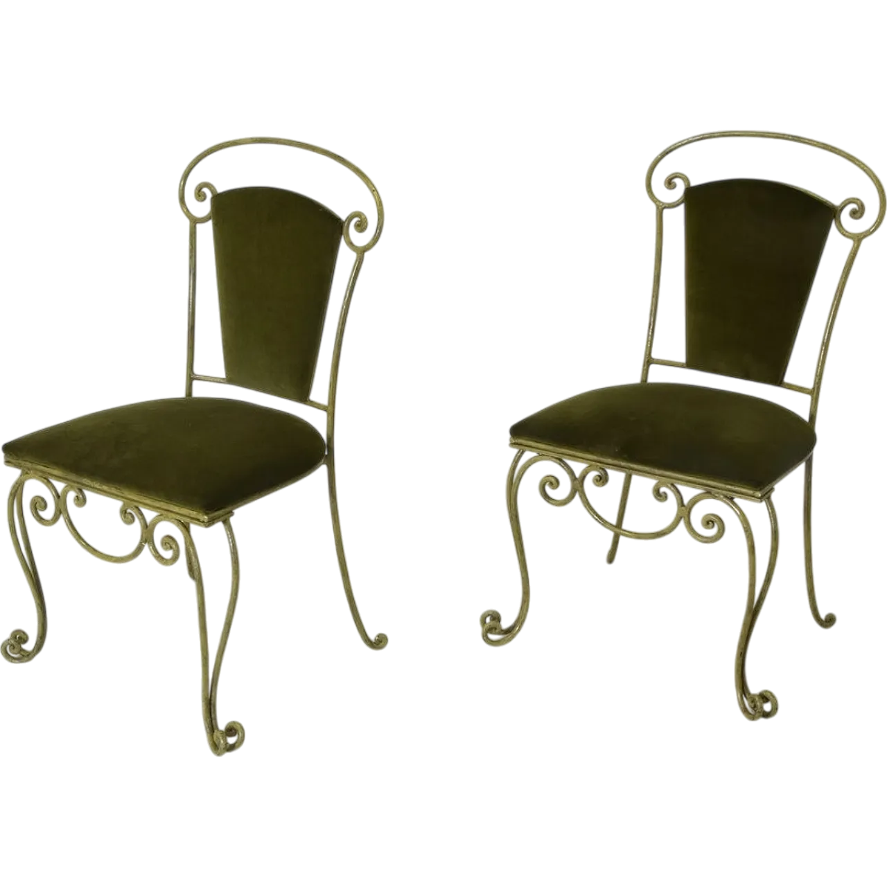 Pair of iron and velvet chairs by Casa E Giardino, 1950s 7