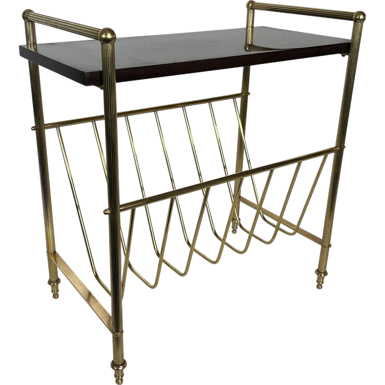 Mahogany and brass magazine rack by Maison Jansen, 1940s 17