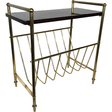 Mahogany and brass magazine rack by Maison Jansen, 1940s