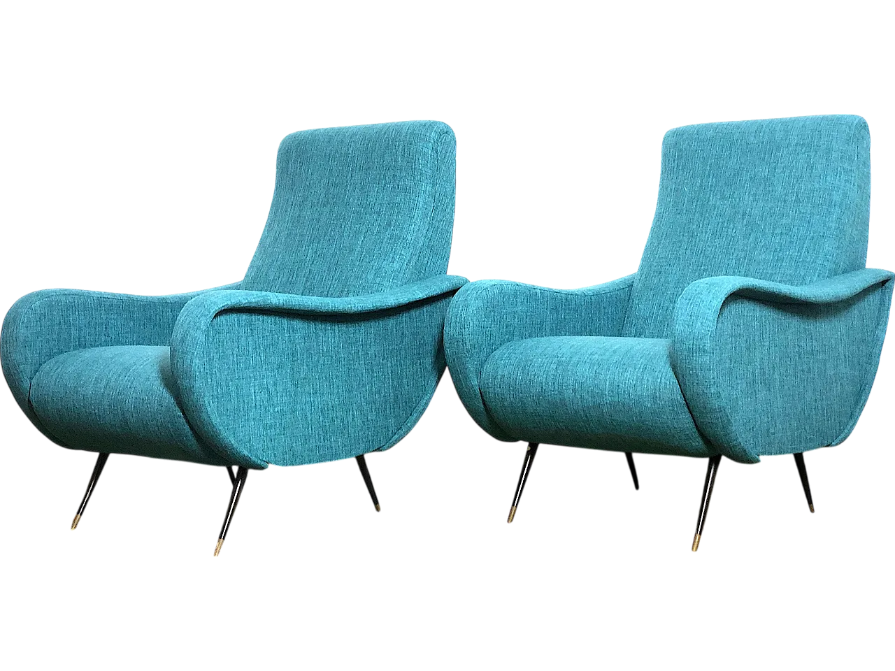 Lady Lt. Blue 1950s armchairs Design attributed Marco Zanuso 11