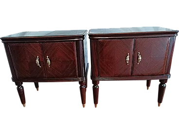 Pair of Mid Century bedside tables in rosewood root,  50s