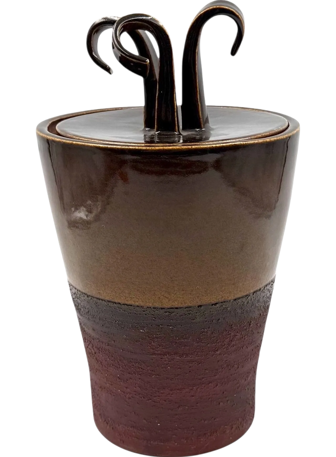 Mid-century style brown ceramic vase, Gabriele Bucci, 2000s 13