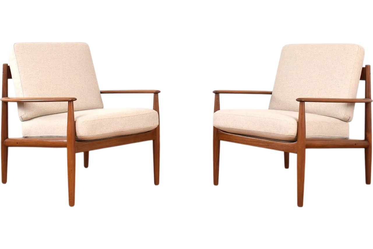 Pair of danish Teak Lounge Chairs by Grete Jalk for France & Son, 60s 19